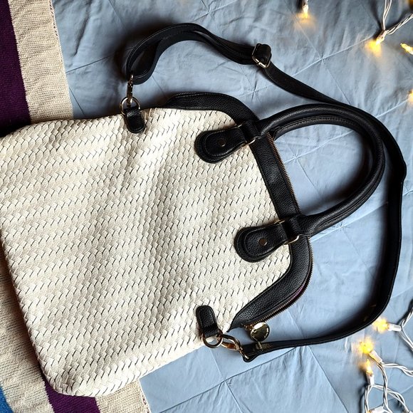 Deux Lux Cream Leather Handbag-Purse Weave Design - Picture 6 of 6